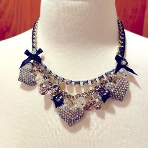 NWOT Betsey Johnson Pavé Heart Necklace